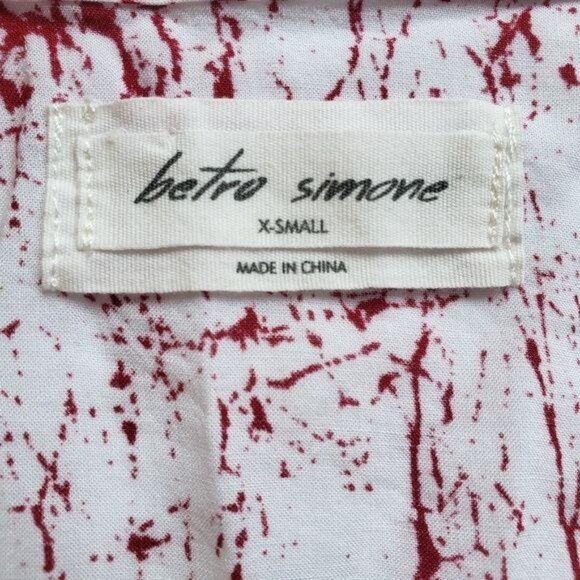 Betro Simone Womens Red & White Long Sleeve shorts Romper size XS walking dead - Picture 5 of 8